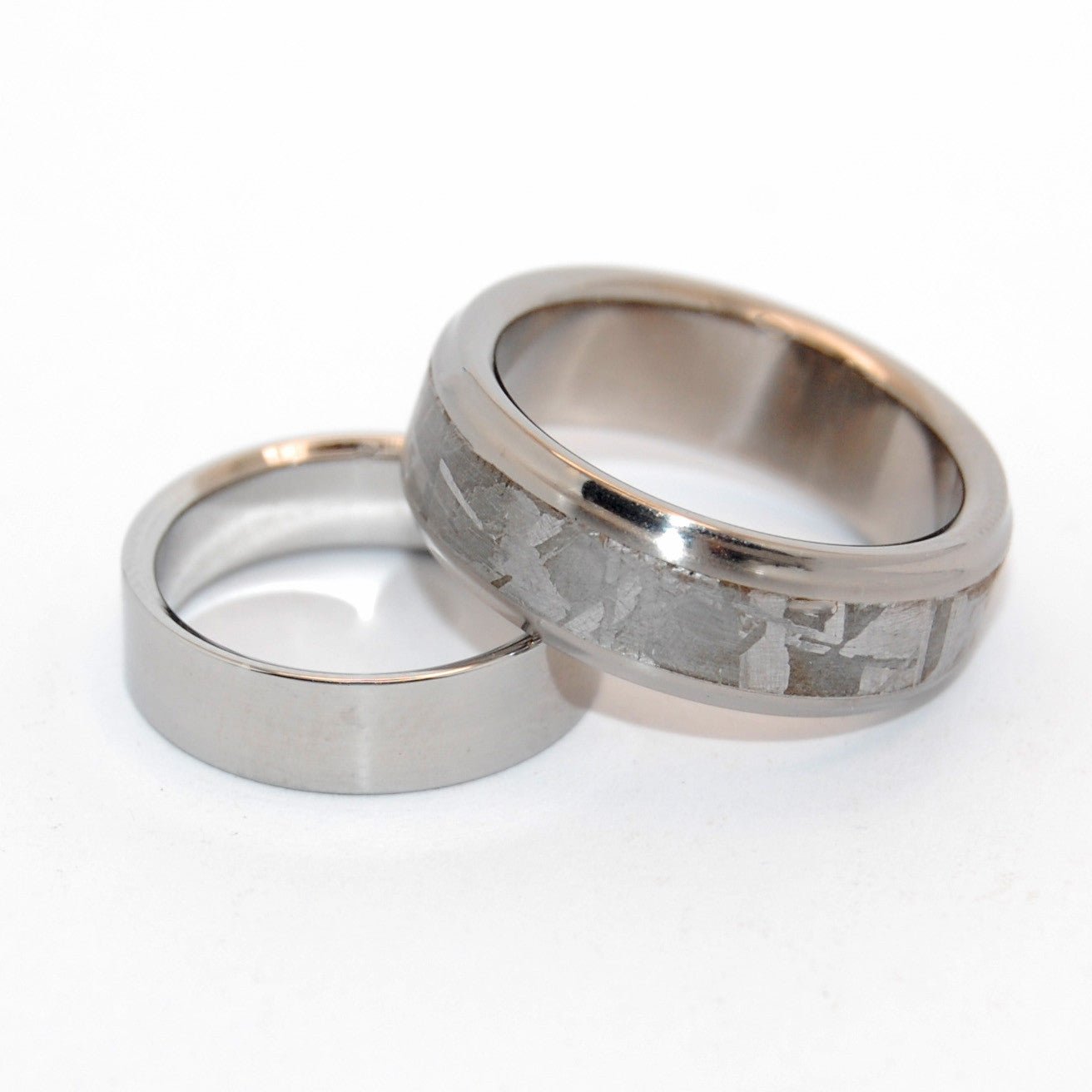 Falling Star Super Steel | Meteorite & Steel Wedding Ring Set - Minter and Richter Designs