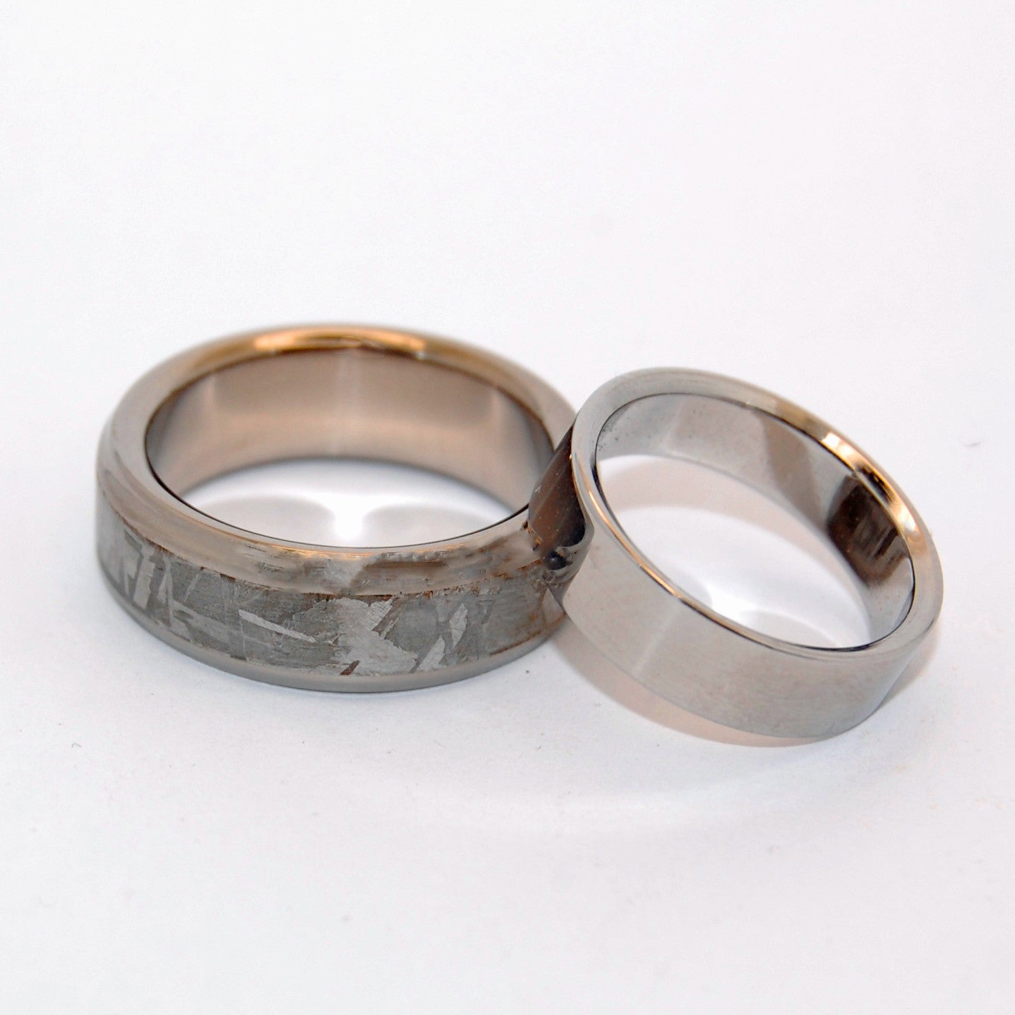 Falling Star Super Steel | Meteorite & Steel Wedding Ring Set - Minter and Richter Designs