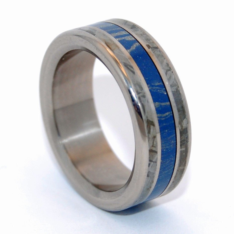 Final Frontier | Men's Meteorite, Blue Silver Mokume Gane & Titanium Wedding Ring - Minter and Richter Designs