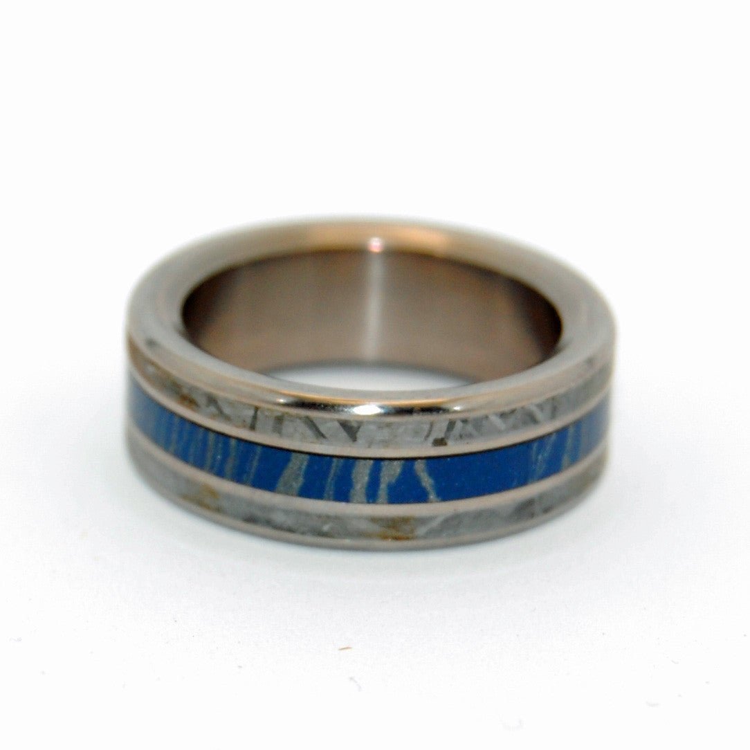 Final Frontier | Men's Meteorite, Blue Silver Mokume Gane & Titanium Wedding Ring - Minter and Richter Designs