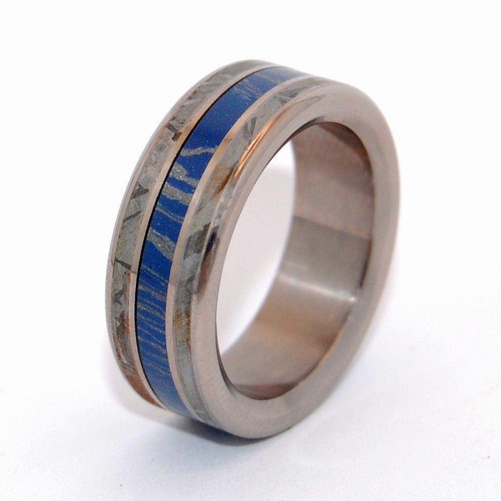 Final Frontier | Men's Meteorite, Blue Silver Mokume Gane & Titanium Wedding Ring - Minter and Richter Designs
