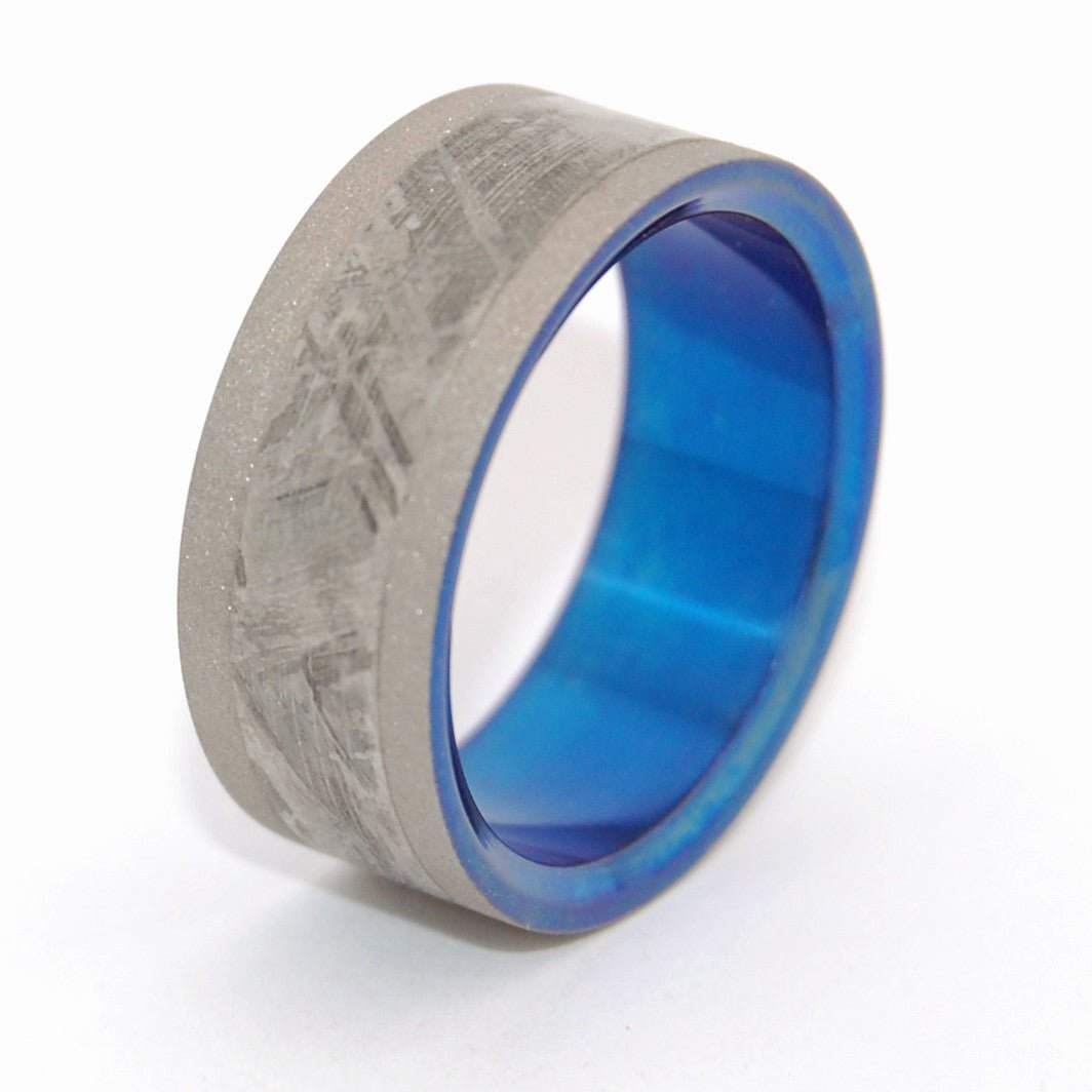 Fly Me To The Moon | Men's Meteorite & Anodized Titanium Wedding Ring - Minter and Richter Designs