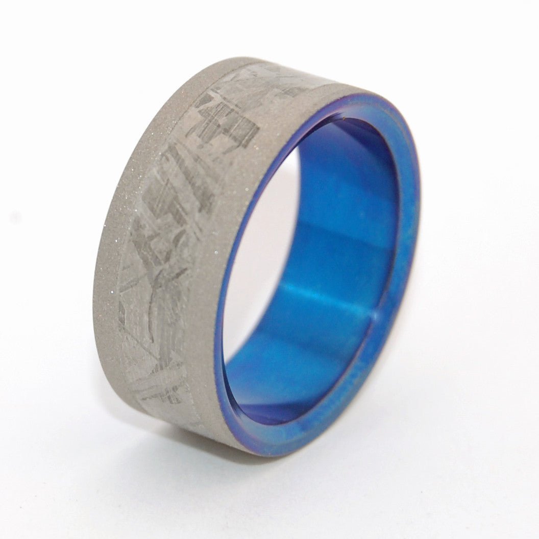 Fly Me To The Moon | Men's Meteorite & Anodized Titanium Wedding Ring - Minter and Richter Designs