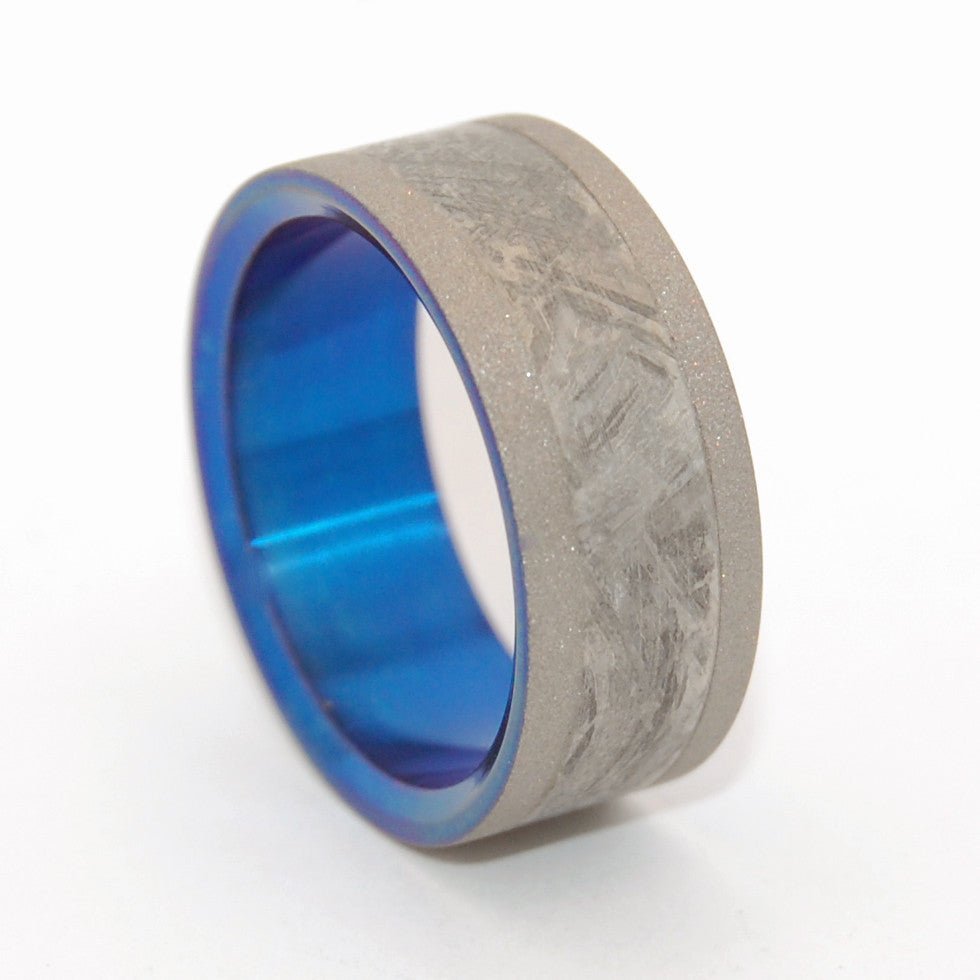 Fly Me To The Moon | Men's Meteorite & Anodized Titanium Wedding Ring - Minter and Richter Designs