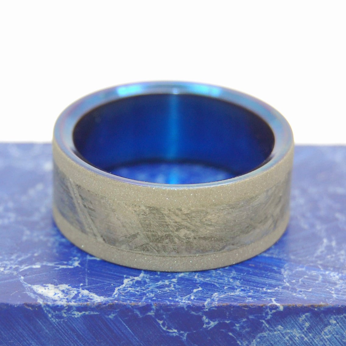 Fly Me To The Moon | Men's Meteorite & Anodized Titanium Wedding Ring - Minter and Richter Designs
