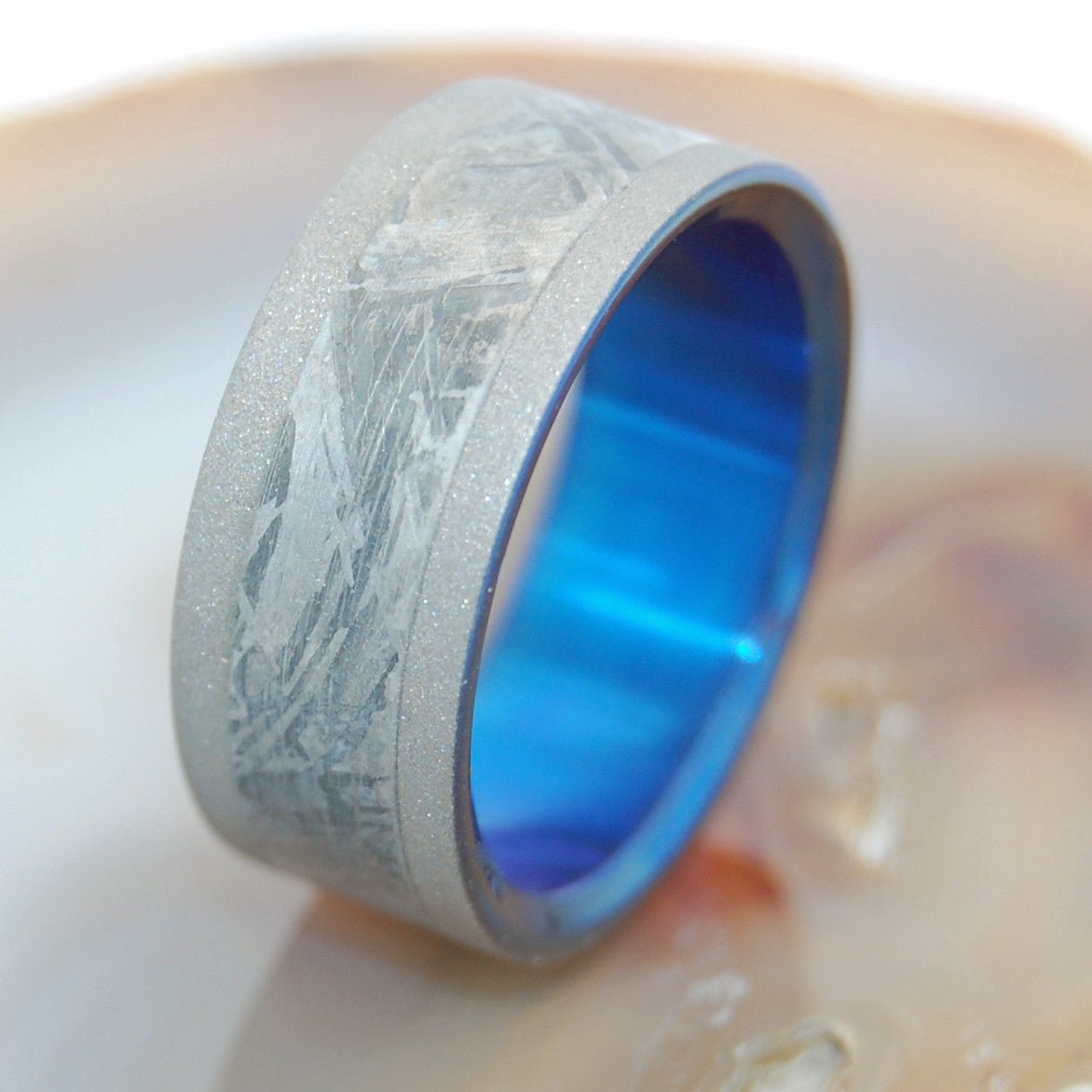 Fly Me To The Moon | Men's Meteorite & Anodized Titanium Wedding Ring - Minter and Richter Designs
