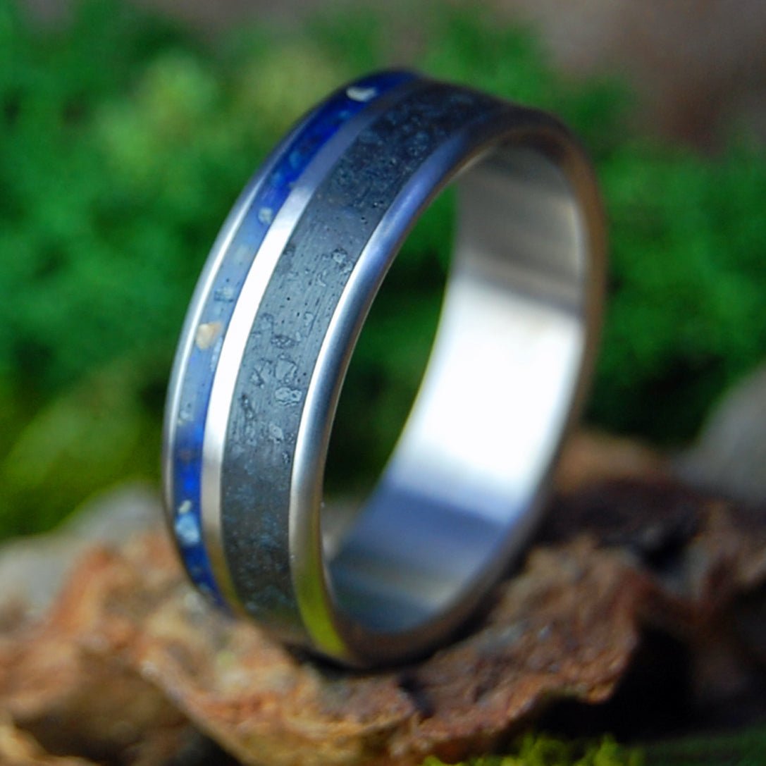 From Vik to Dingle Blue | Beach Sand & Lava Titanium Wedding Ring - Minter and Richter Designs