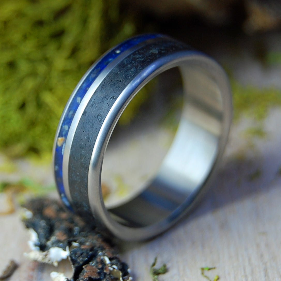 From Vik to Dingle Blue | Beach Sand & Lava Titanium Wedding Ring - Minter and Richter Designs