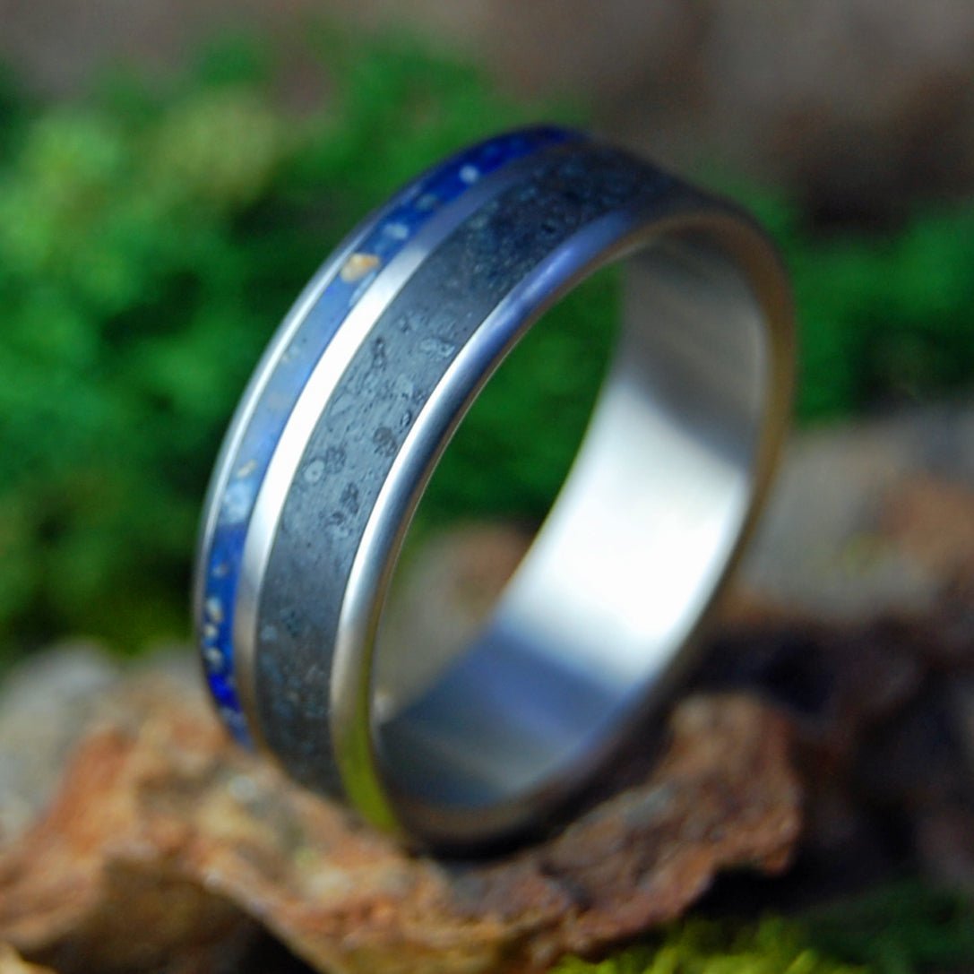 From Vik to Dingle Blue | Beach Sand & Lava Titanium Wedding Ring - Minter and Richter Designs
