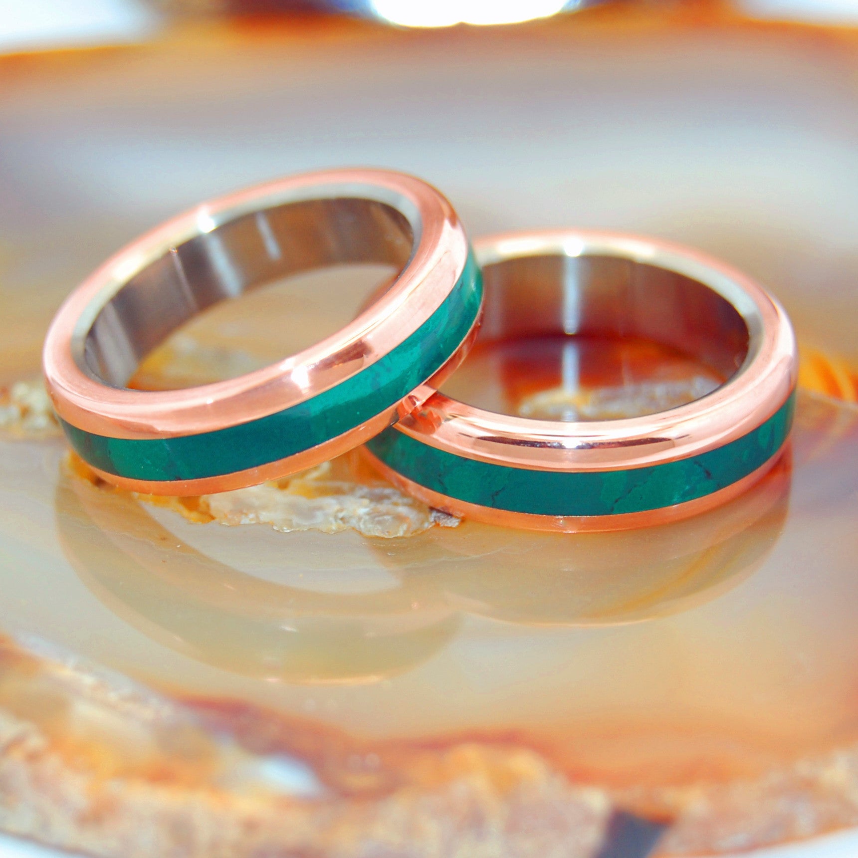 Fun Little Secret | Jade Stone Wedding Ring Set - Minter and Richter Designs