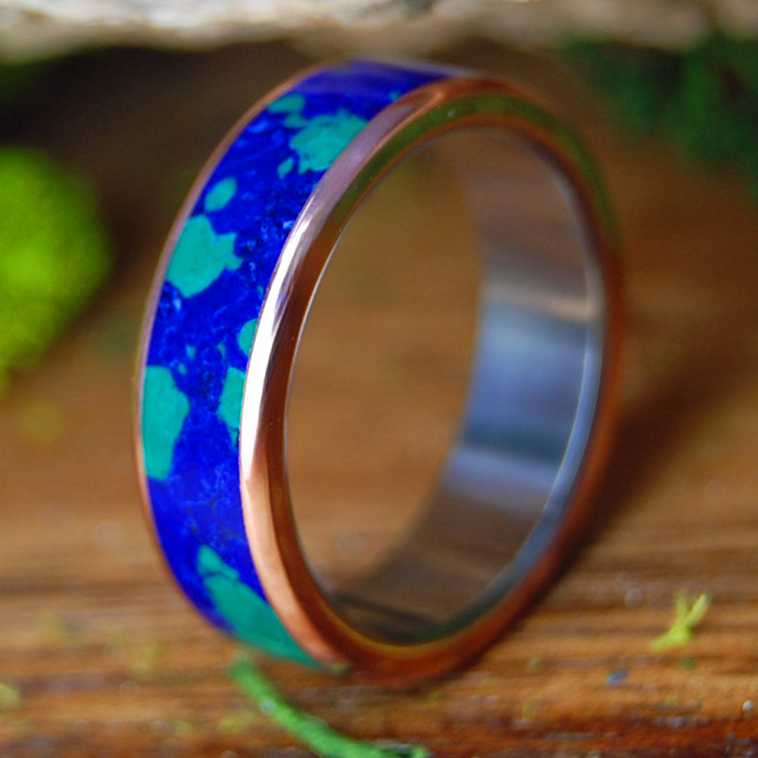 GALAXY OF HIS HEART | Men's Azurite Malachite & Copper Wedding Ring