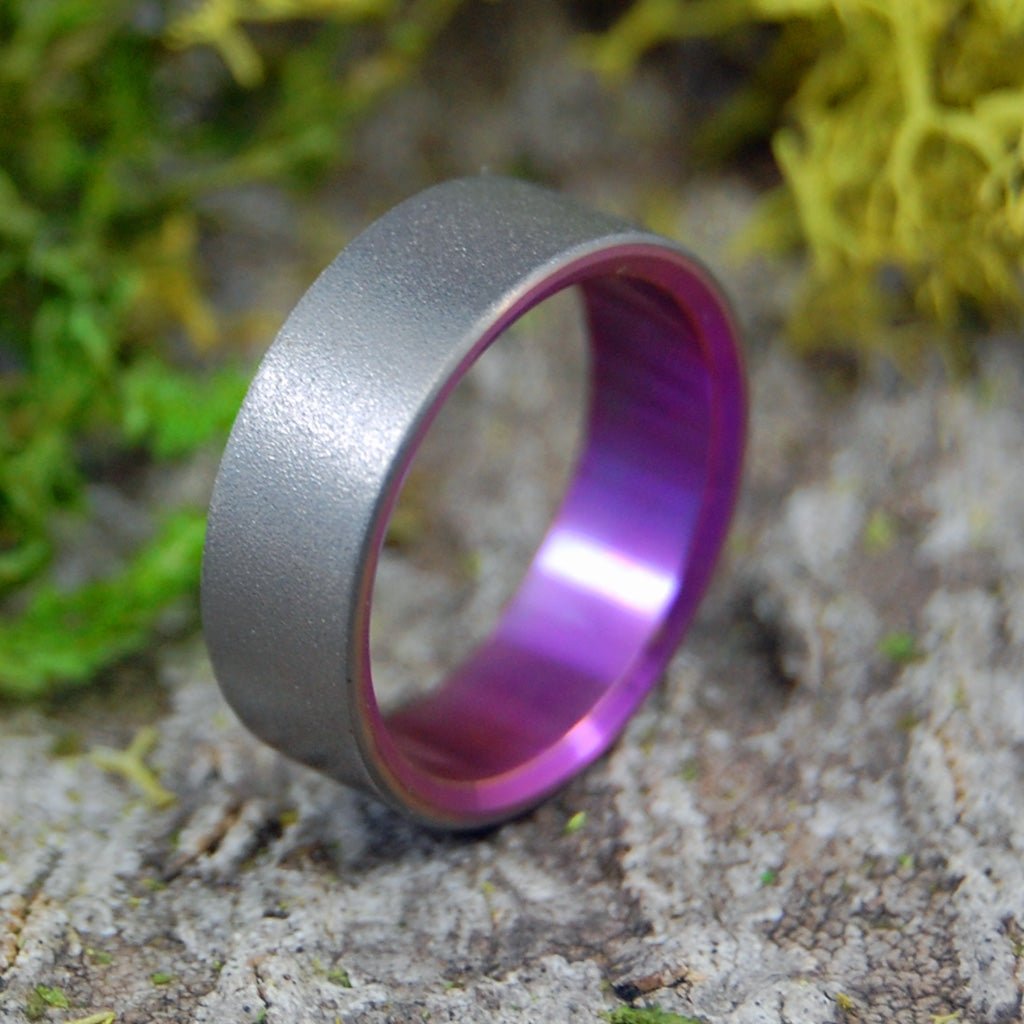 GLASS BLASTED PINK | Size 6 At 6.4mm | Titanium Wedding Ring | On Sale - Minter and Richter Designs