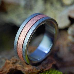 GLASS BEAD COPPER MEETS TITANIUM | Copper & Titanium Custom Men's Wedding Bands - Minter and Richter Designs