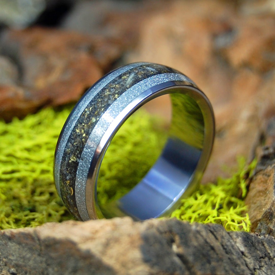Gold In Silver Star | Men's Crushed Gold, Deer Antler & Silver Wedding Ring - Minter and Richter Designs
