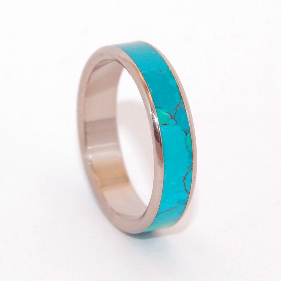 Golden Promise | Men's Chrysocolla Stone & Titanium Wedding Ring - Minter and Richter Designs