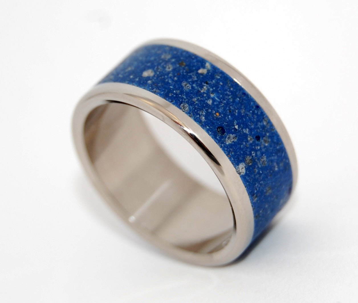 Gotcha | Men's Blue Beach Sand & Titanium Wedding Ring - Minter and Richter Designs