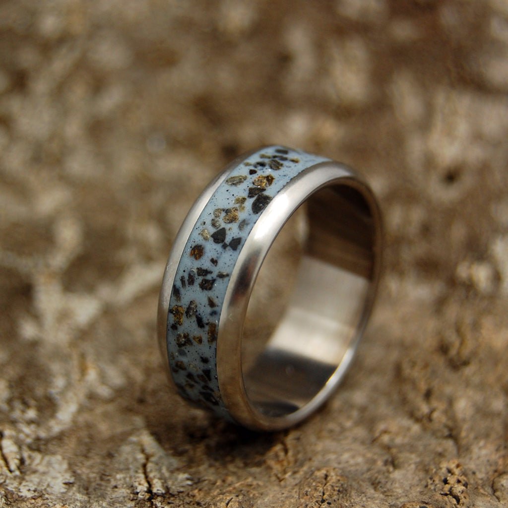 Gray Dawn At Iwo Jima | Men's Iwo Jima Beach Sand & Titanium Military Memorial Wedding Ring - Minter and Richter Designs