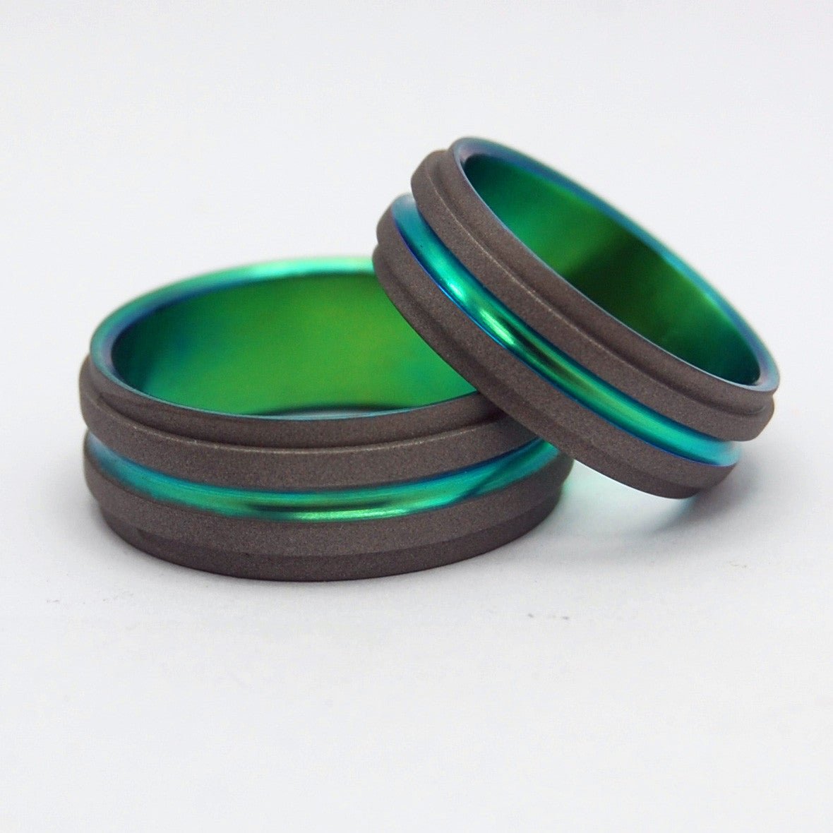 Green Step Forward | Titanium Wedding Ring Set - Minter and Richter Designs