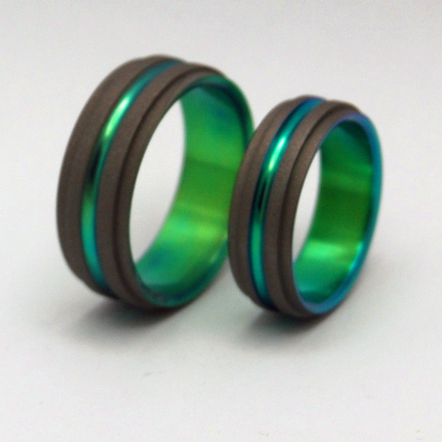 Green Step Forward | Titanium Wedding Ring Set - Minter and Richter Designs
