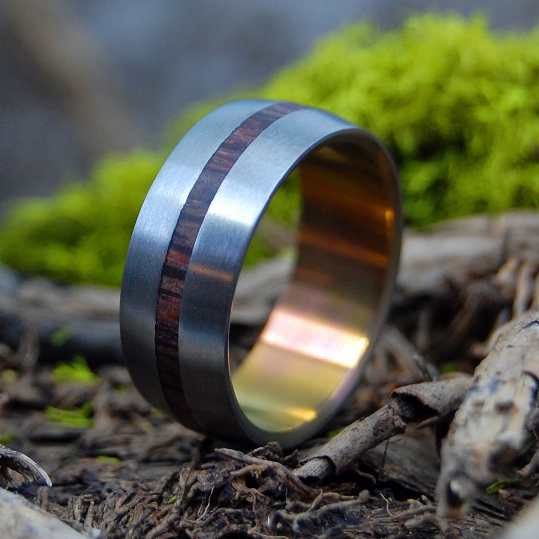 Heat Lightning | Men's Cocobolo Wood & Titanium Wedding Ring - Minter and Richter Designs