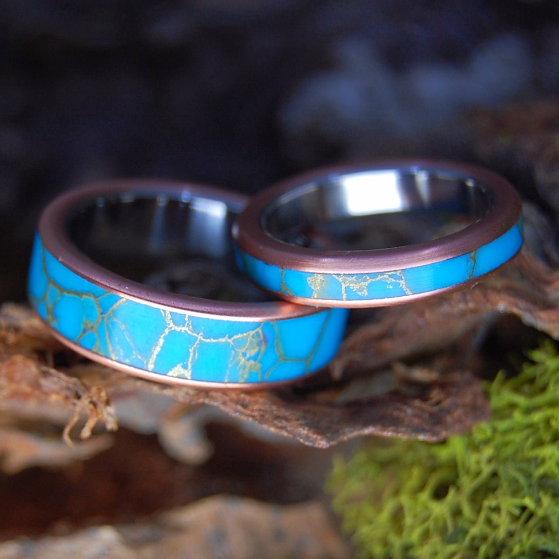 HER SAMANA 35mm 64mm | Turquoise - Titanium Wedding Rings - Minter and Richter Designs