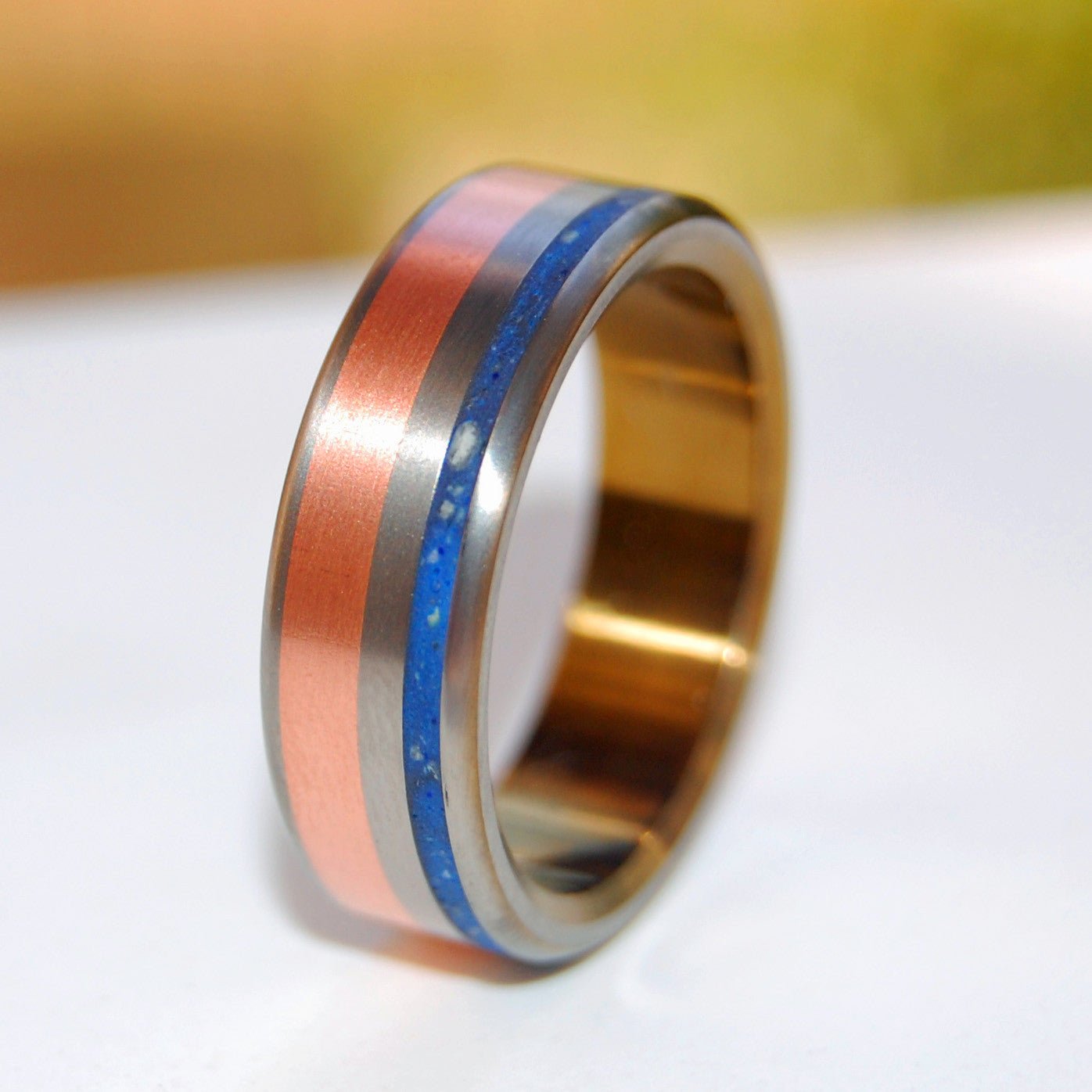 How We Love Satin | Men's Copper, Concrete & Titanium Wedding Ring - Minter and Richter Designs