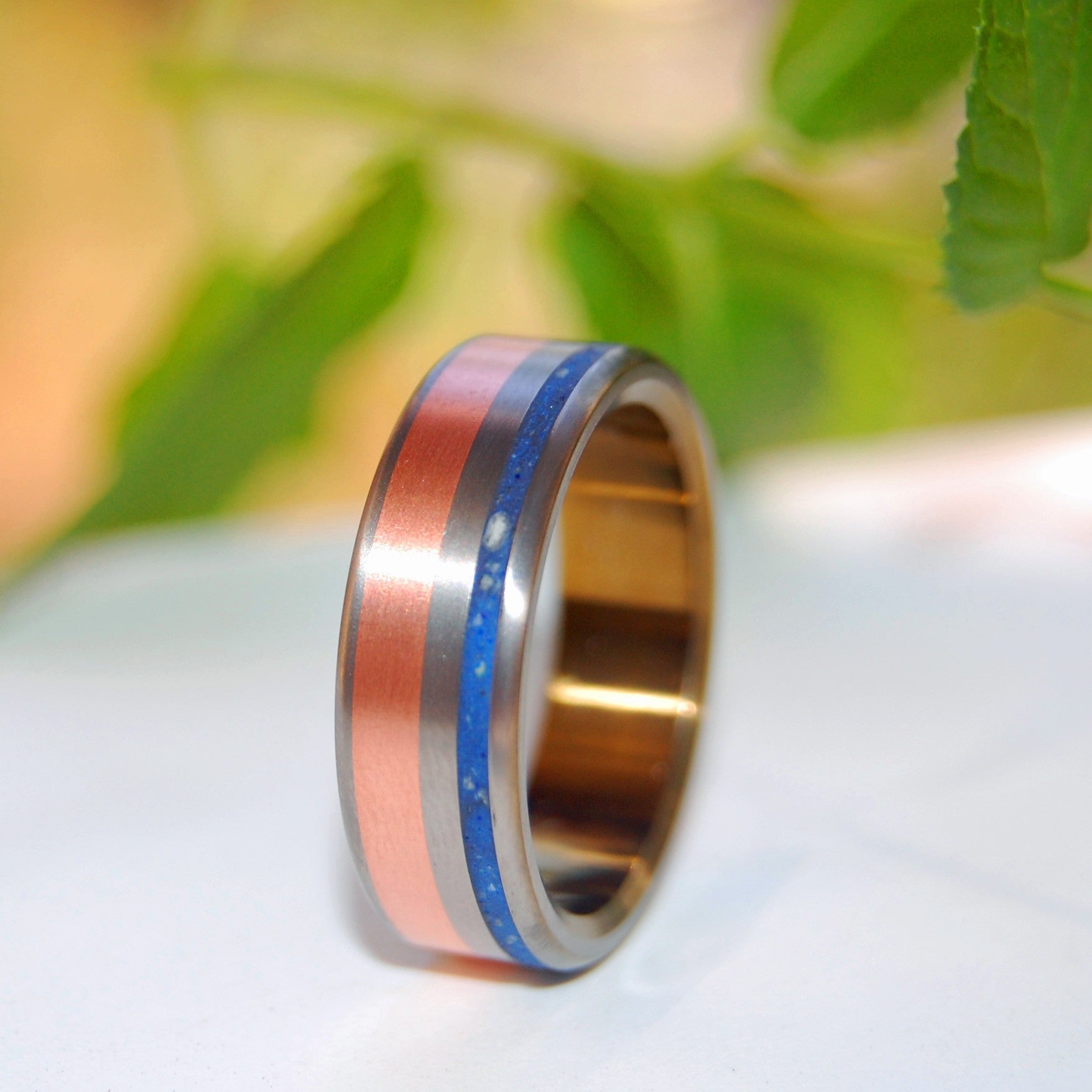 How We Love Satin | Men's Copper, Concrete & Titanium Wedding Ring - Minter and Richter Designs