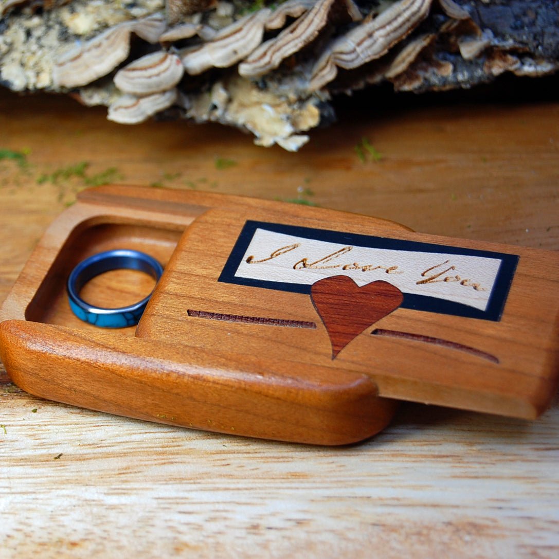 I LOVE YOU RING BOX | Wedding Ring Box For 1 or 2 - Slider Box Style - Minter and Richter Designs