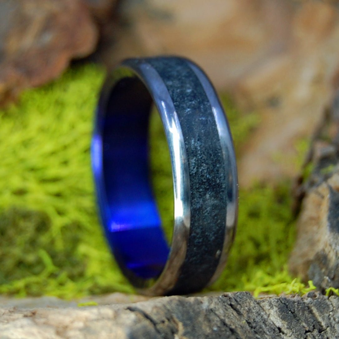 Icelandic Lava Blue Purple | Men's Icelandic Lava & Titanium Wedding Ring - Minter and Richter Designs