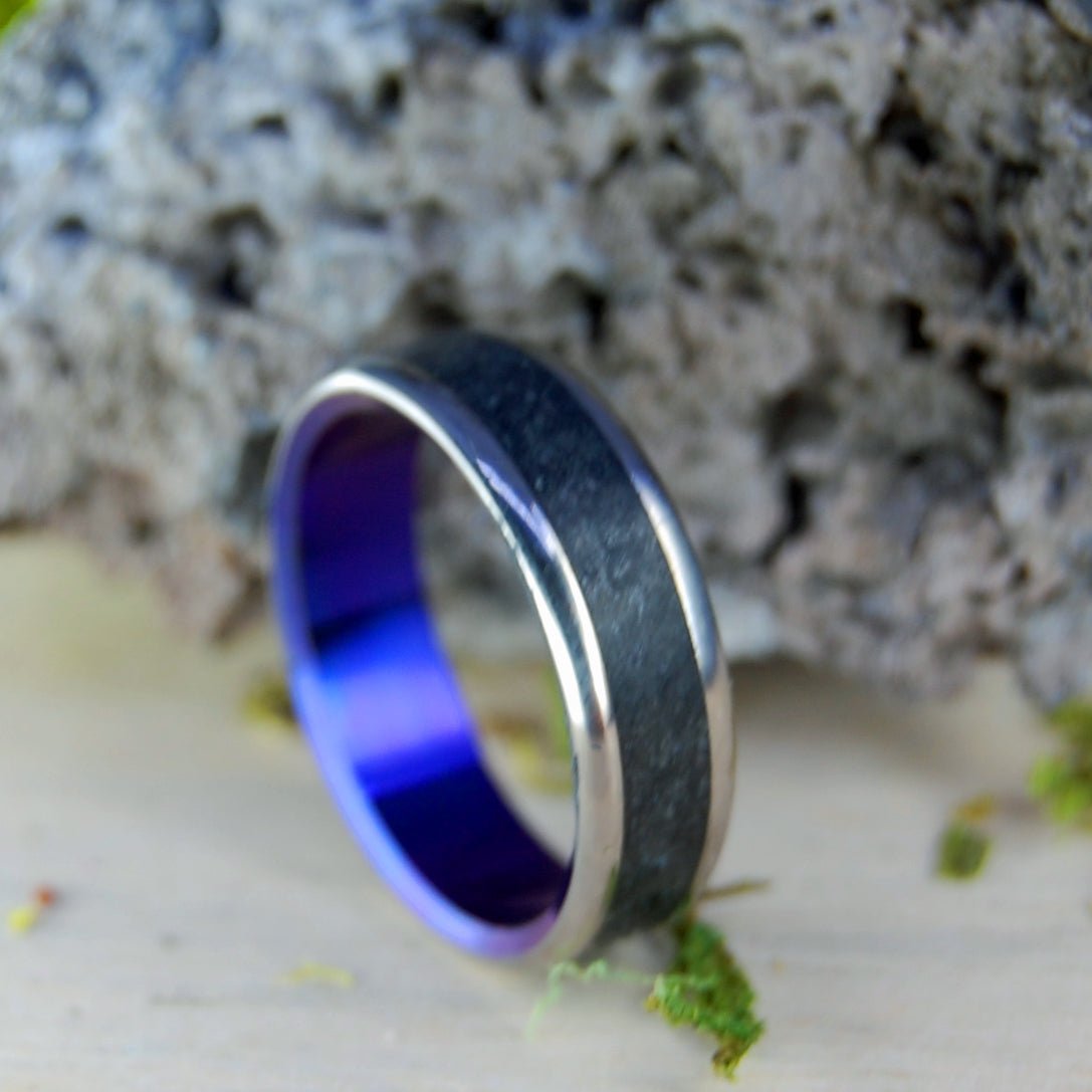 Icelandic Lava Blue Purple | Men's Icelandic Lava & Titanium Wedding Ring - Minter and Richter Designs