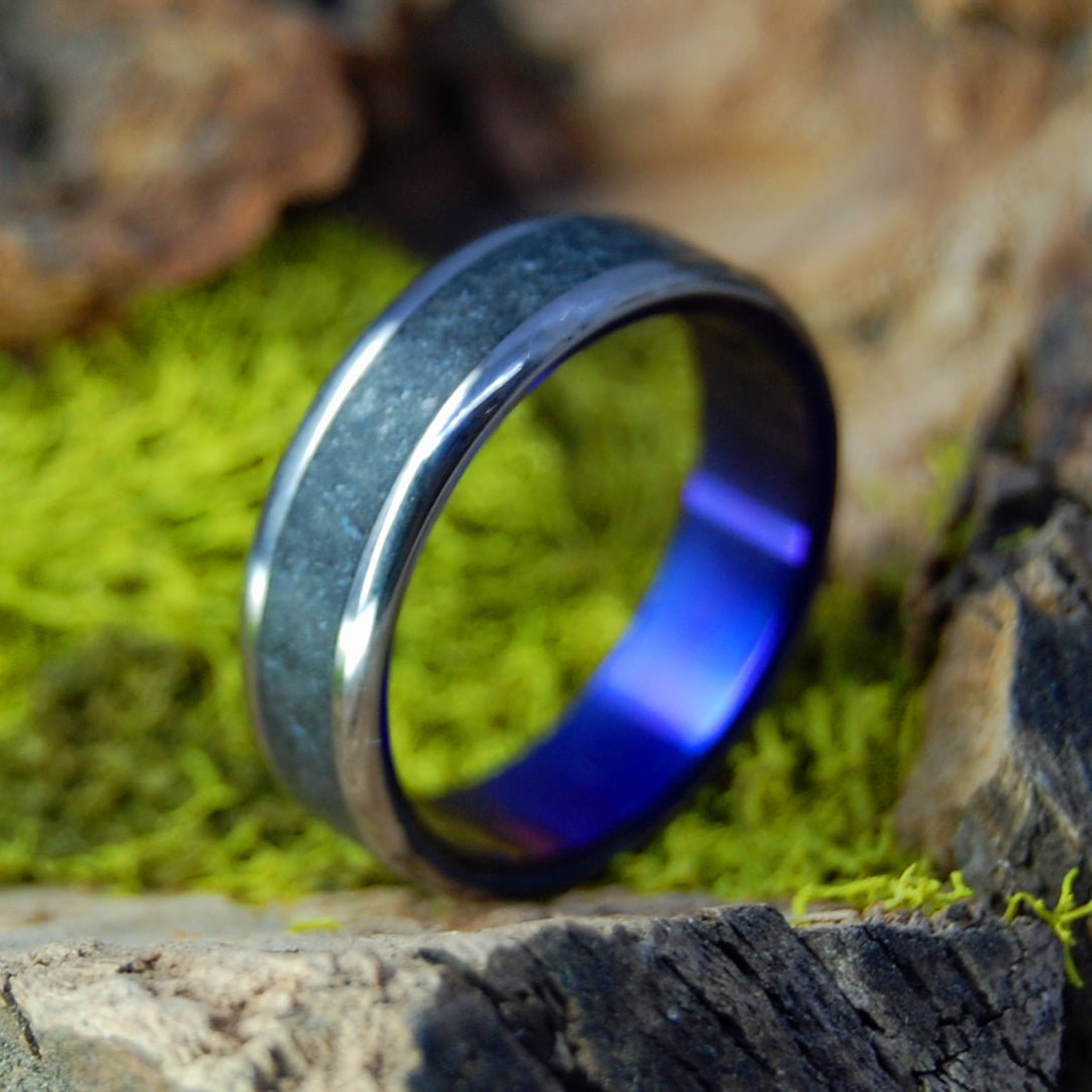 Icelandic Lava Blue Purple | Men's Icelandic Lava & Titanium Wedding Ring - Minter and Richter Designs