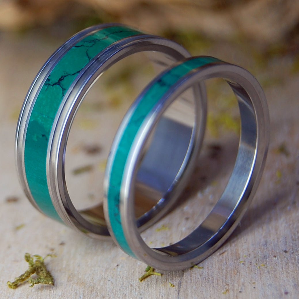 IMPERIAL CLEOPATRAS DESIRE | Jade Stone & Titanium - Unique Wedding Rings - Minter and Richter Designs