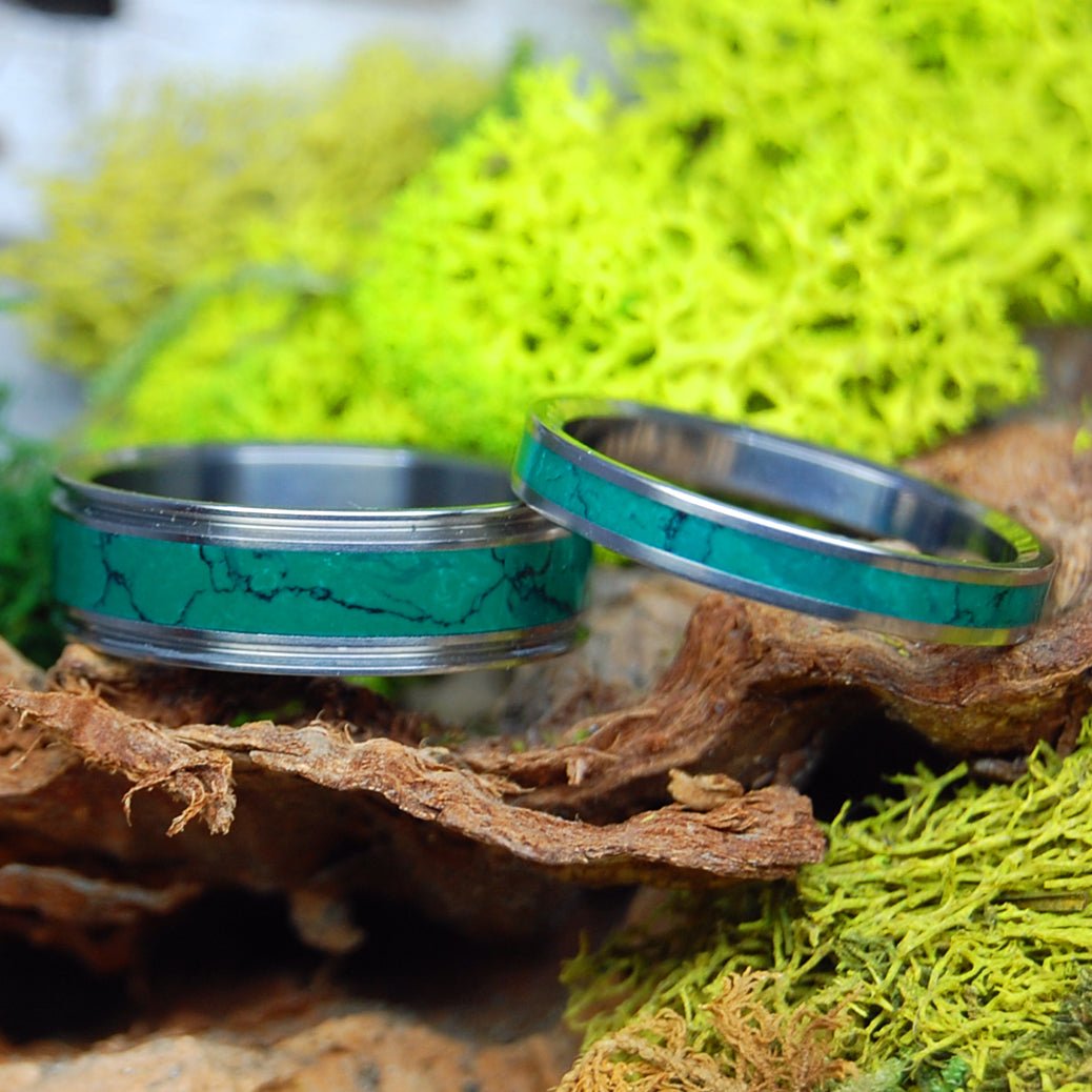 IMPERIAL CLEOPATRAS DESIRE | Jade Stone & Titanium - Unique Wedding Rings - Minter and Richter Designs