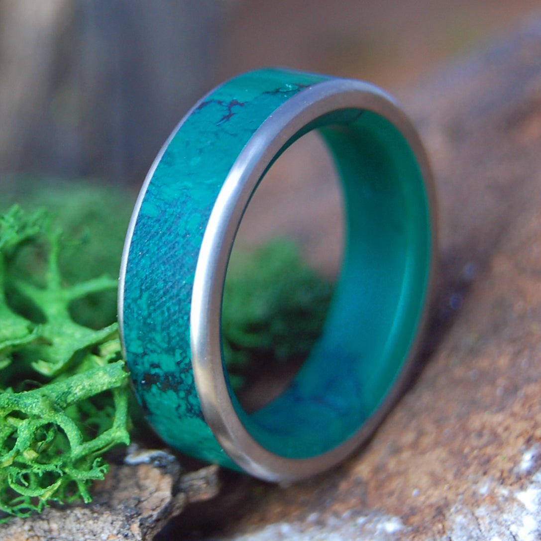 IMPERIAL GOD OF WOLVES | Men's Jade Stone & Titanium Wedding Ring - Minter and Richter Designs