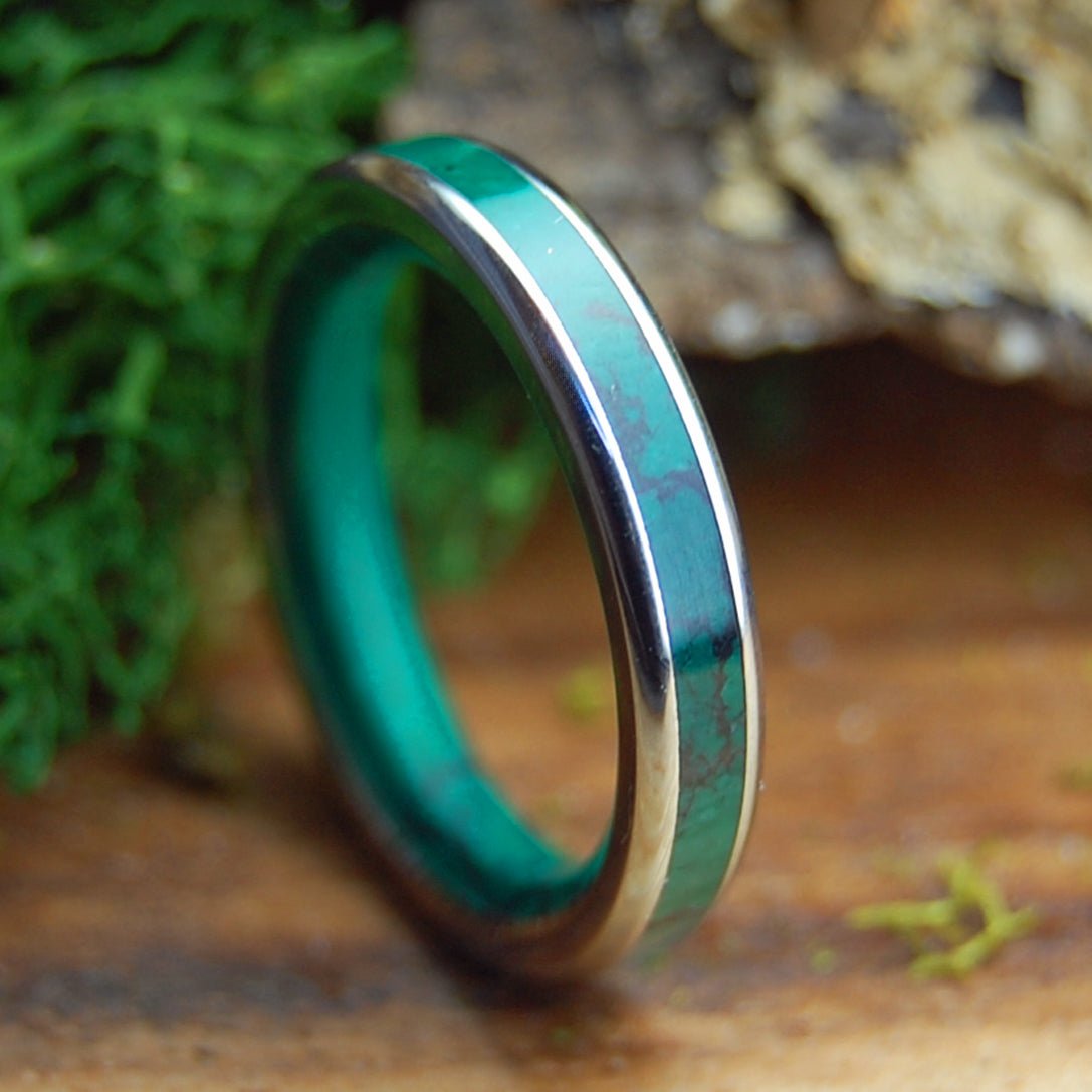 IMPERIAL GOD OF WOLVES SLIM | Women's Jade Stone & Titanium Wedding Ring - Minter and Richter Designs