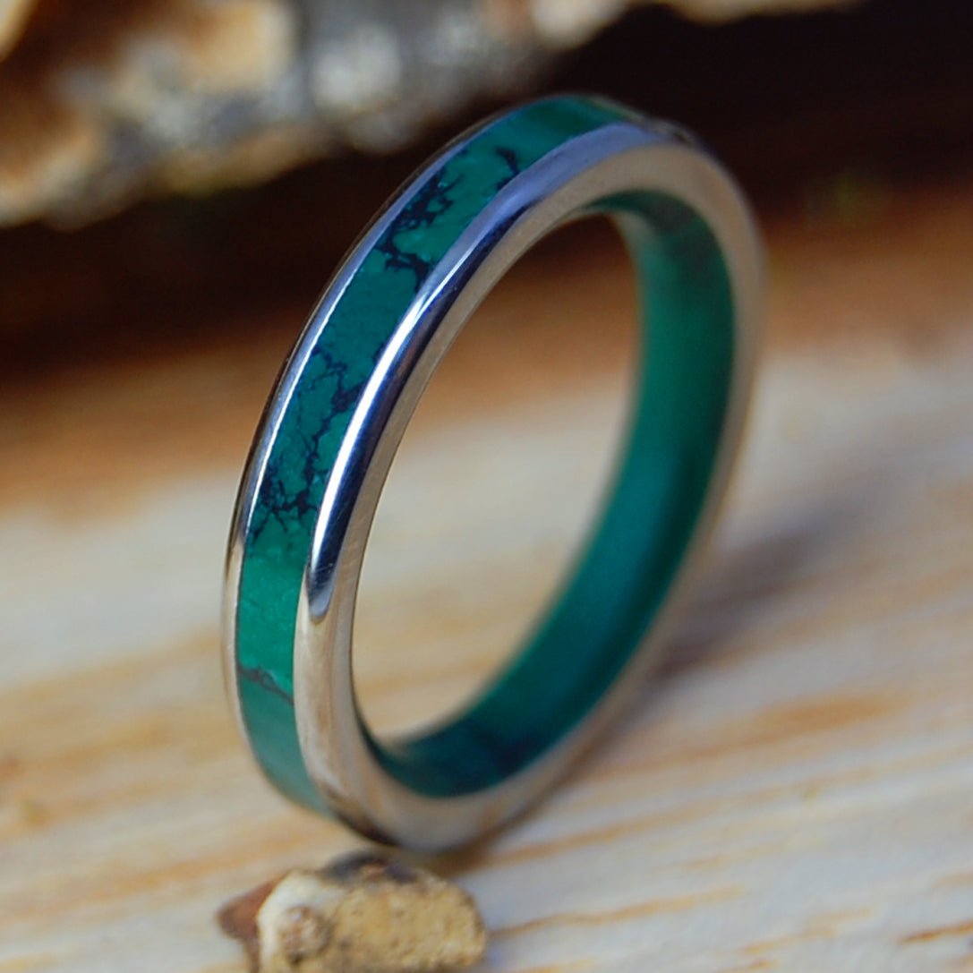 IMPERIAL GOD OF WOLVES SLIM | Women's Jade Stone & Titanium Wedding Ring - Minter and Richter Designs