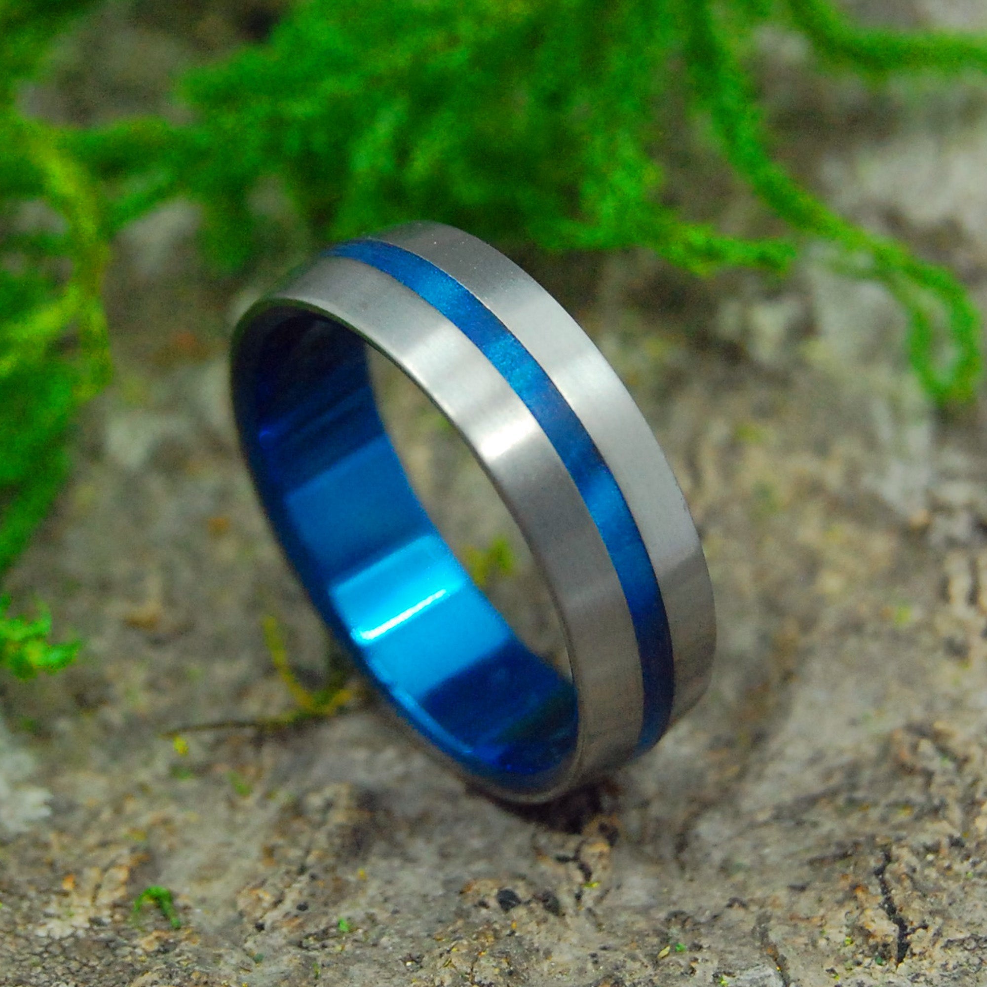 Inspired By Blue | Men's Opalescent Resin & Titanium Wedding Ring - Minter and Richter Designs