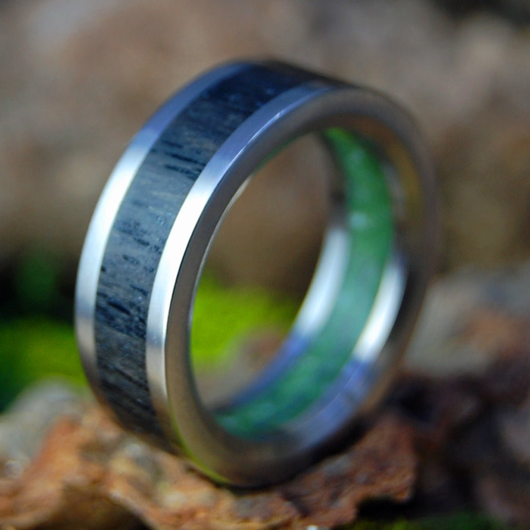 Irish Bog Connemara | Men's Connemara Marble, Irish Bog Oak & Titanium Wedding Ring - Minter and Richter Designs