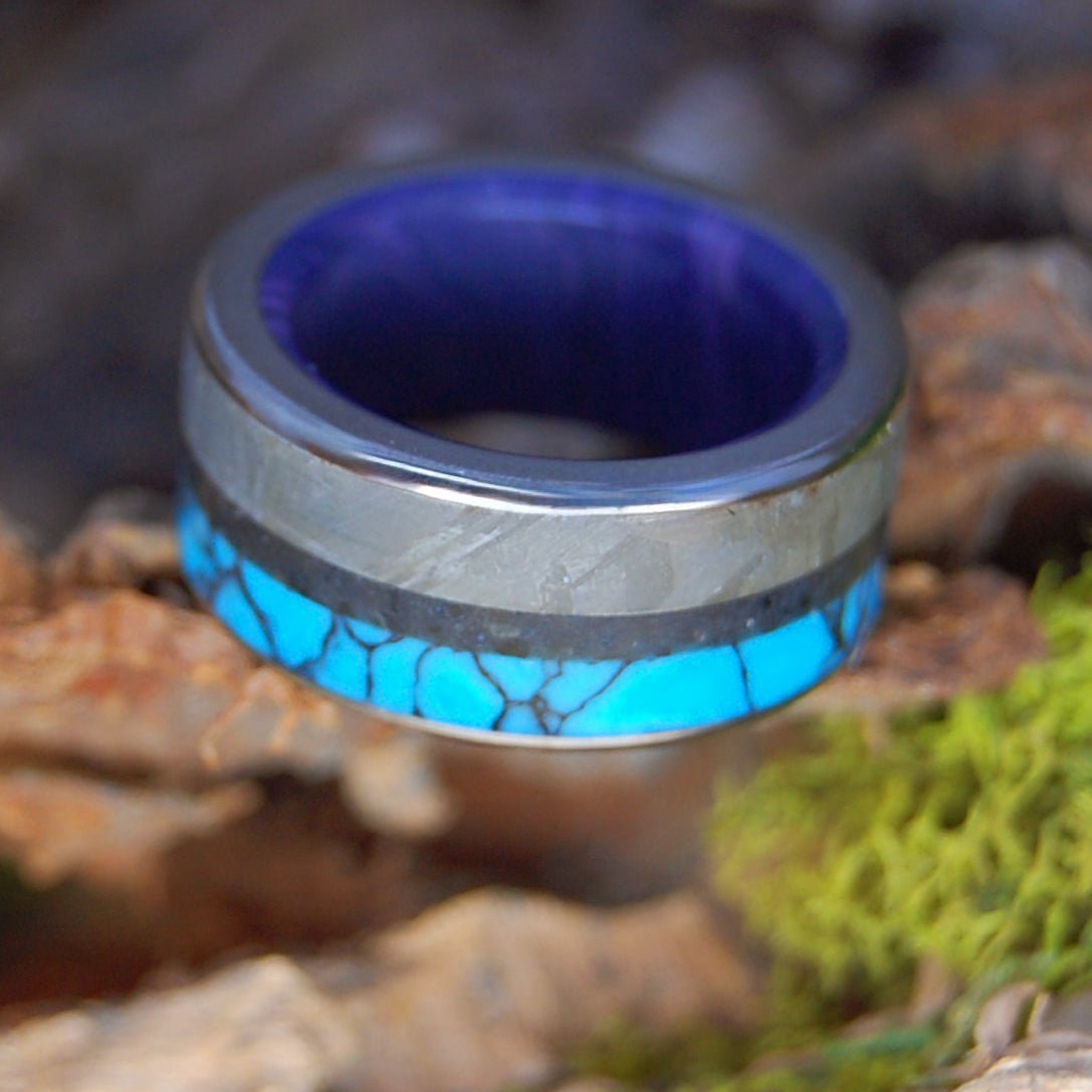 IT STARTS WITH METEORITE | Men's Icelandic Lava, Stone, Meteorite Titanium Wedding Ring - Minter and Richter Designs