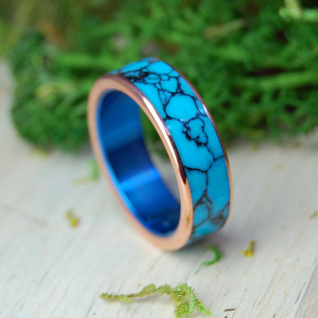 It Wasn't A Dream Rounded | Women's Turquoise, Copper & Titanium Wedding Ring - Minter and Richter Designs