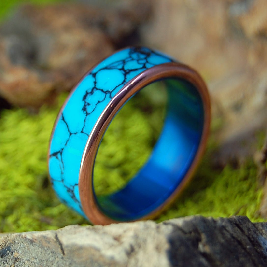 It Wasn't A Dream Rounded | Women's Turquoise, Copper & Titanium Wedding Ring - Minter and Richter Designs