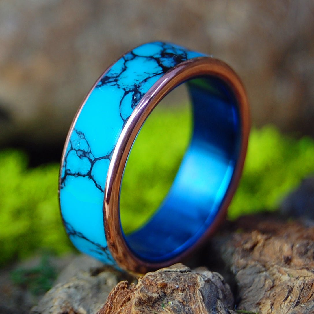 It Wasn't A Dream Rounded | Women's Turquoise, Copper & Titanium Wedding Ring - Minter and Richter Designs