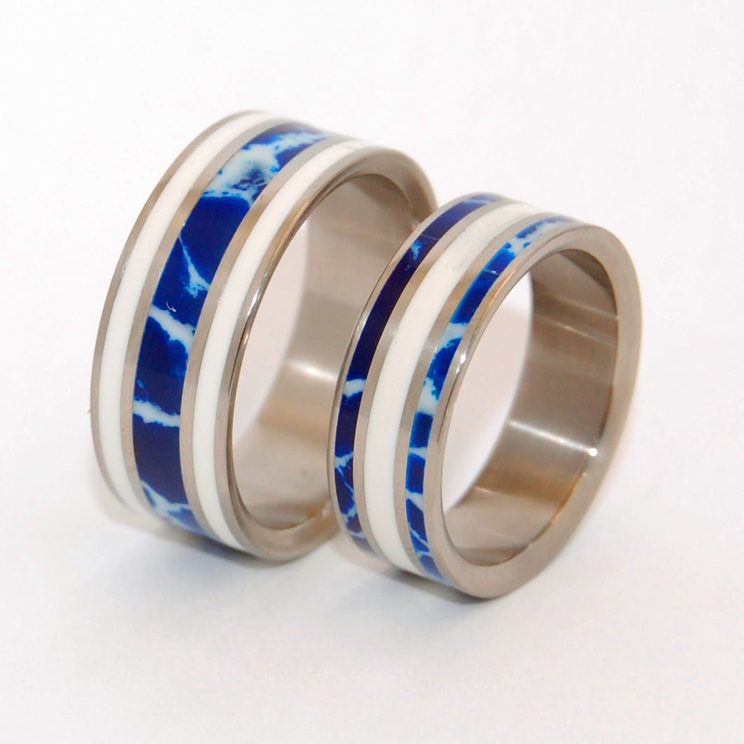 It's All Greek To Me! | Cobalt Stone & White Marble - Greek Wedding - Unique Wedding Ring - Minter and Richter Designs