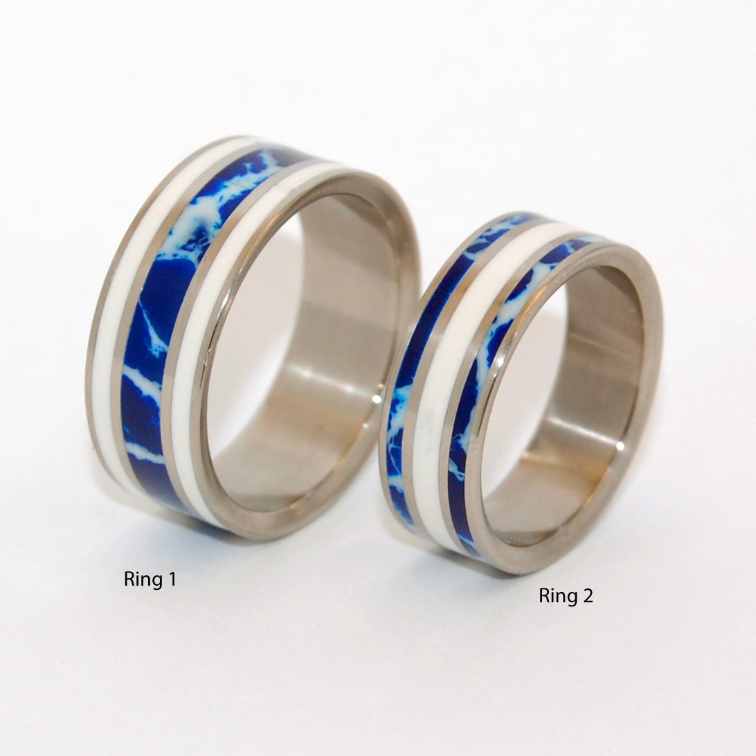 It's All Greek To Me! | Cobalt Stone & White Marble - Greek Wedding - Unique Wedding Ring - Minter and Richter Designs