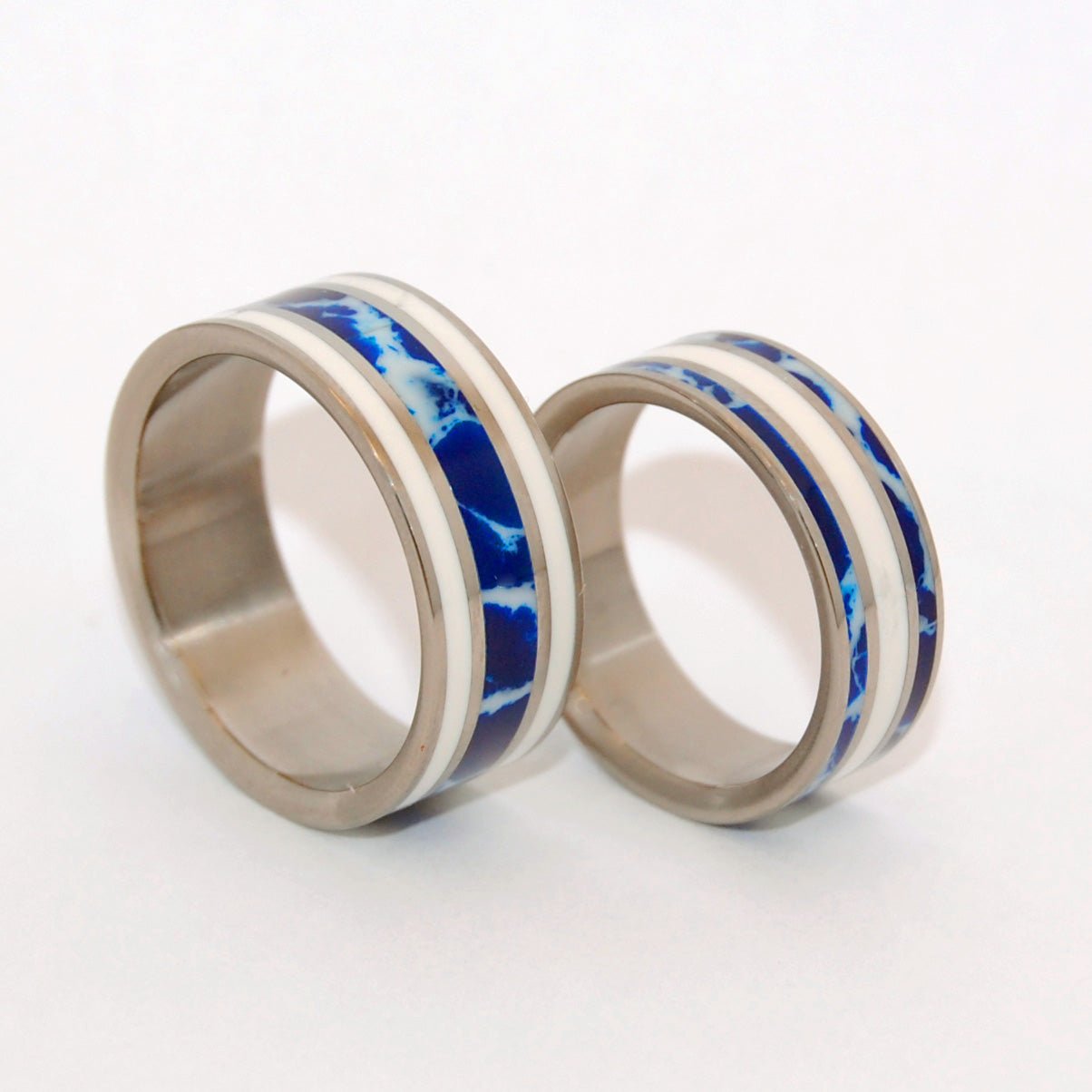 It's All Greek To Me! | Cobalt Stone & White Marble - Greek Wedding - Unique Wedding Ring - Minter and Richter Designs