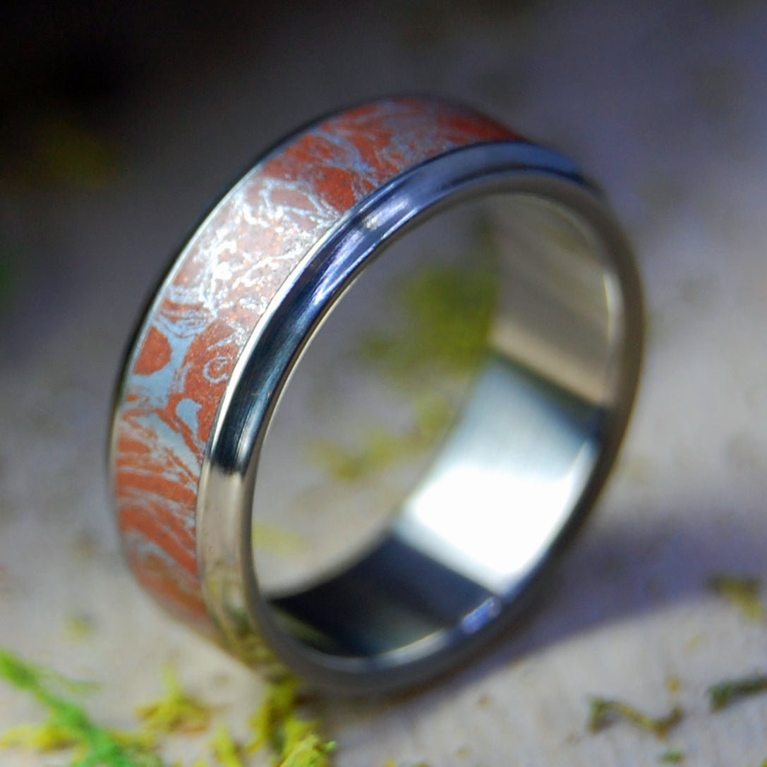 Kazan | Size 5 At 6.4mm | Red Silver M3 | Unique Wedding Band | On Sale - Minter and Richter Designs