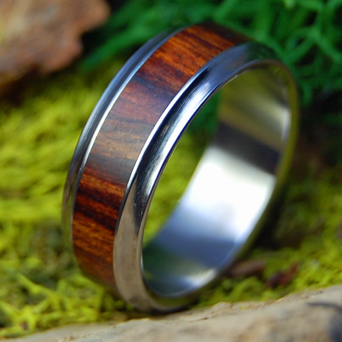 KNOWING THIS | Men's Cocobolo Wood & Titanium Wedding Ring - Minter and Richter Designs