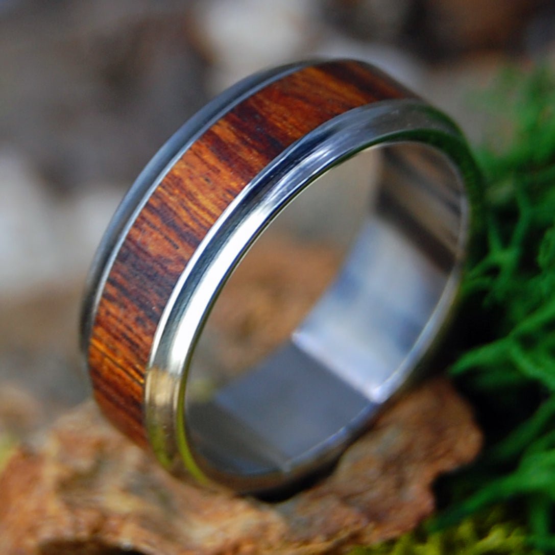 KNOWING THIS | Men's Cocobolo Wood & Titanium Wedding Ring - Minter and Richter Designs