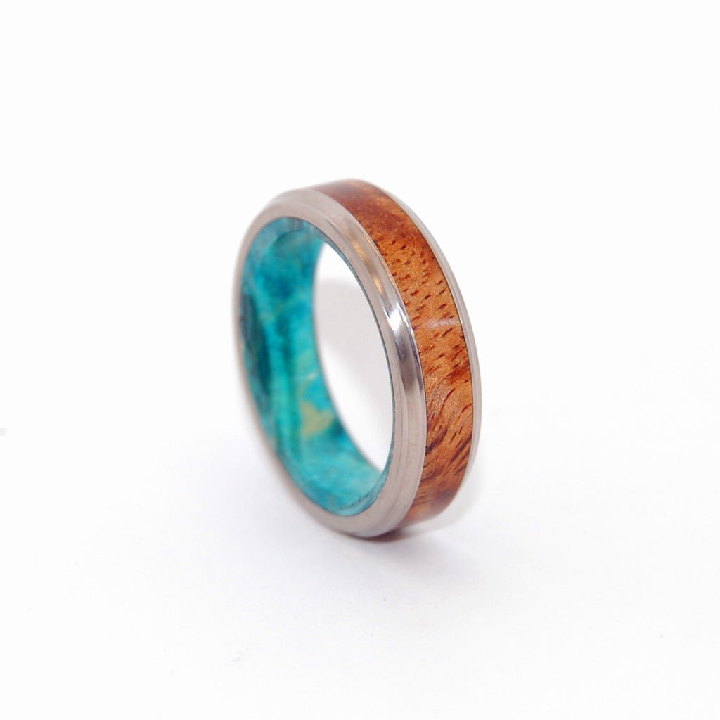 Koa Blue | Men's Koa Wood, Blue Box Elder Wood & Titanium Wedding Ring - Minter and Richter Designs