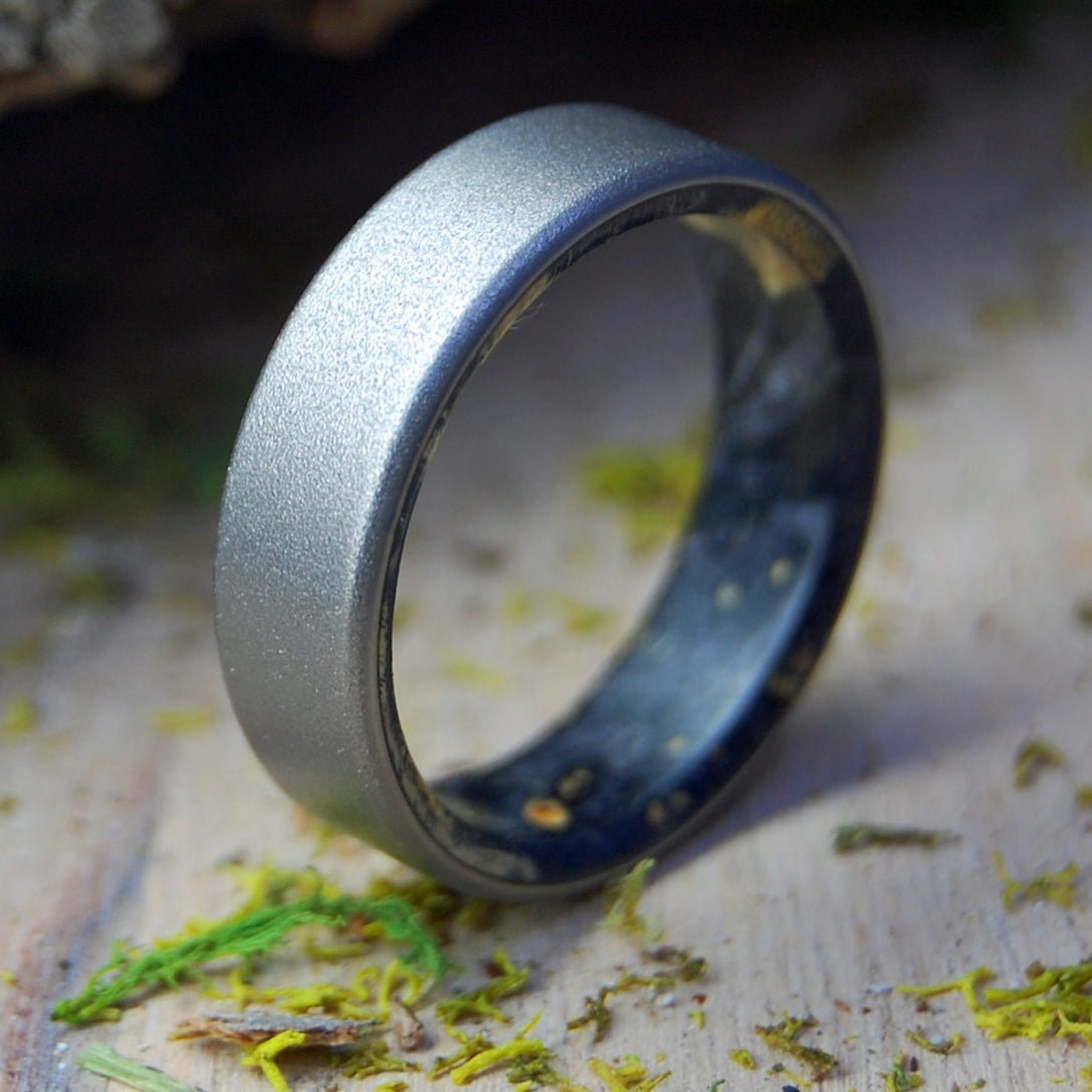 Kore | Size 10.5 At 6.4mm | Black Box Elder Wood | Unique Wedding Band | On Sale - Minter and Richter Designs